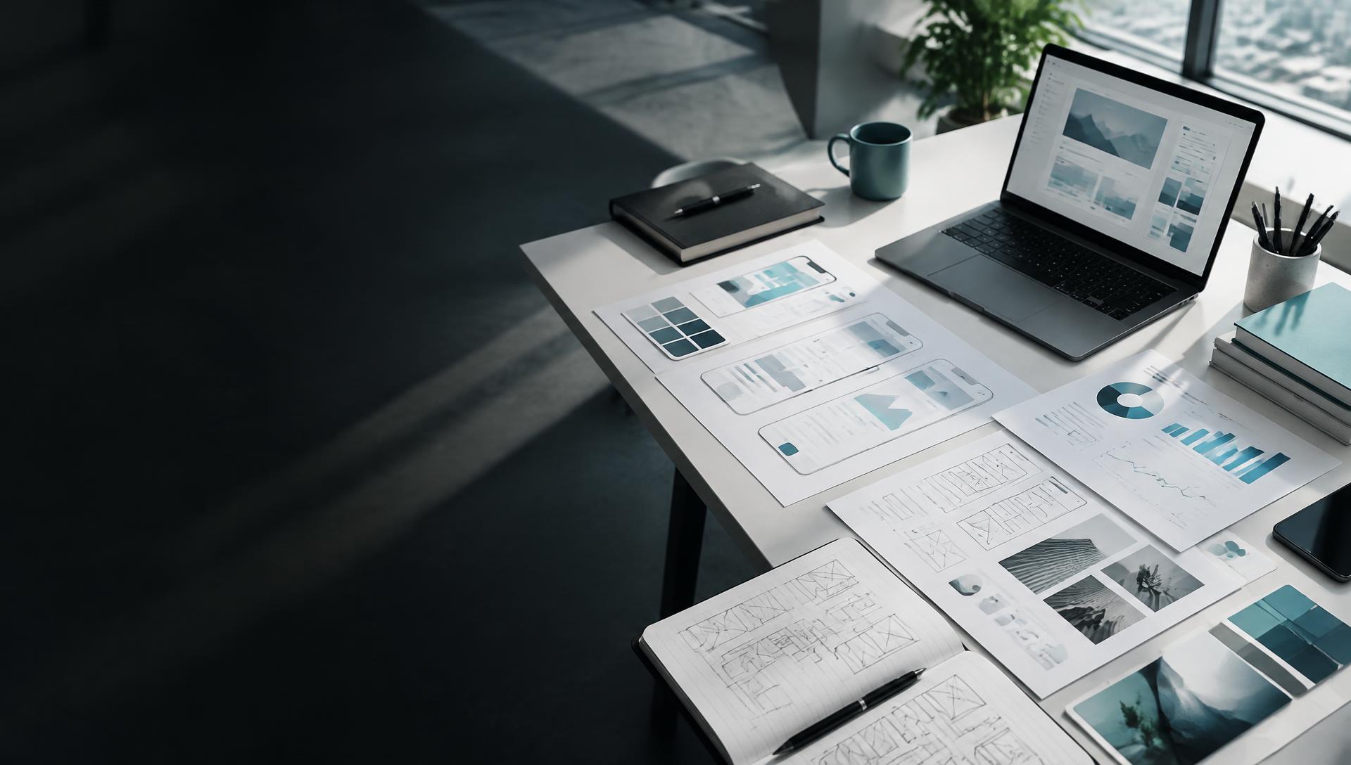 Updivvy strategy workspace with product designs and marketing research
